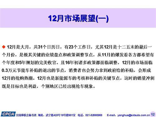 乘联会：2015年11月份乘用车市场现状及未来展望