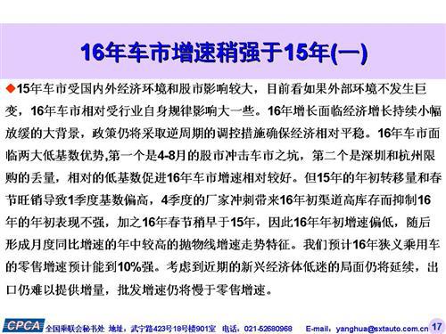 乘联会：2015年11月份乘用车市场现状及未来展望