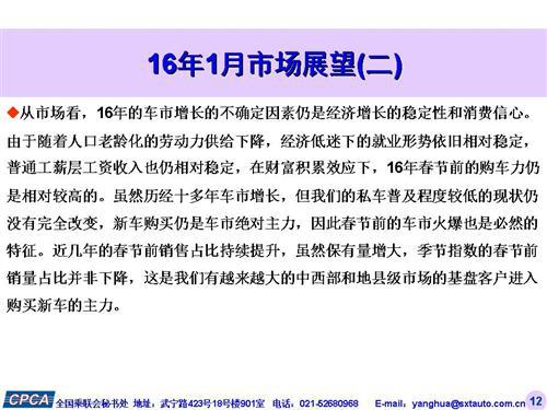 乘联会：2015年12月份乘用车市场现状及未来展望